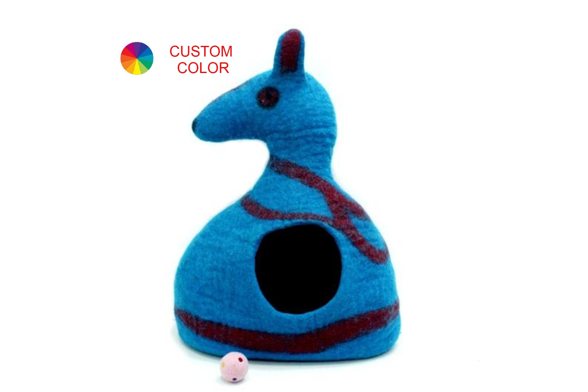 Kangaroo Felt Cat Cave – Handmade Wool Pet Bed