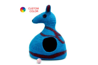Kangaroo Felt Cat Cave – Handmade Wool Pet Bed