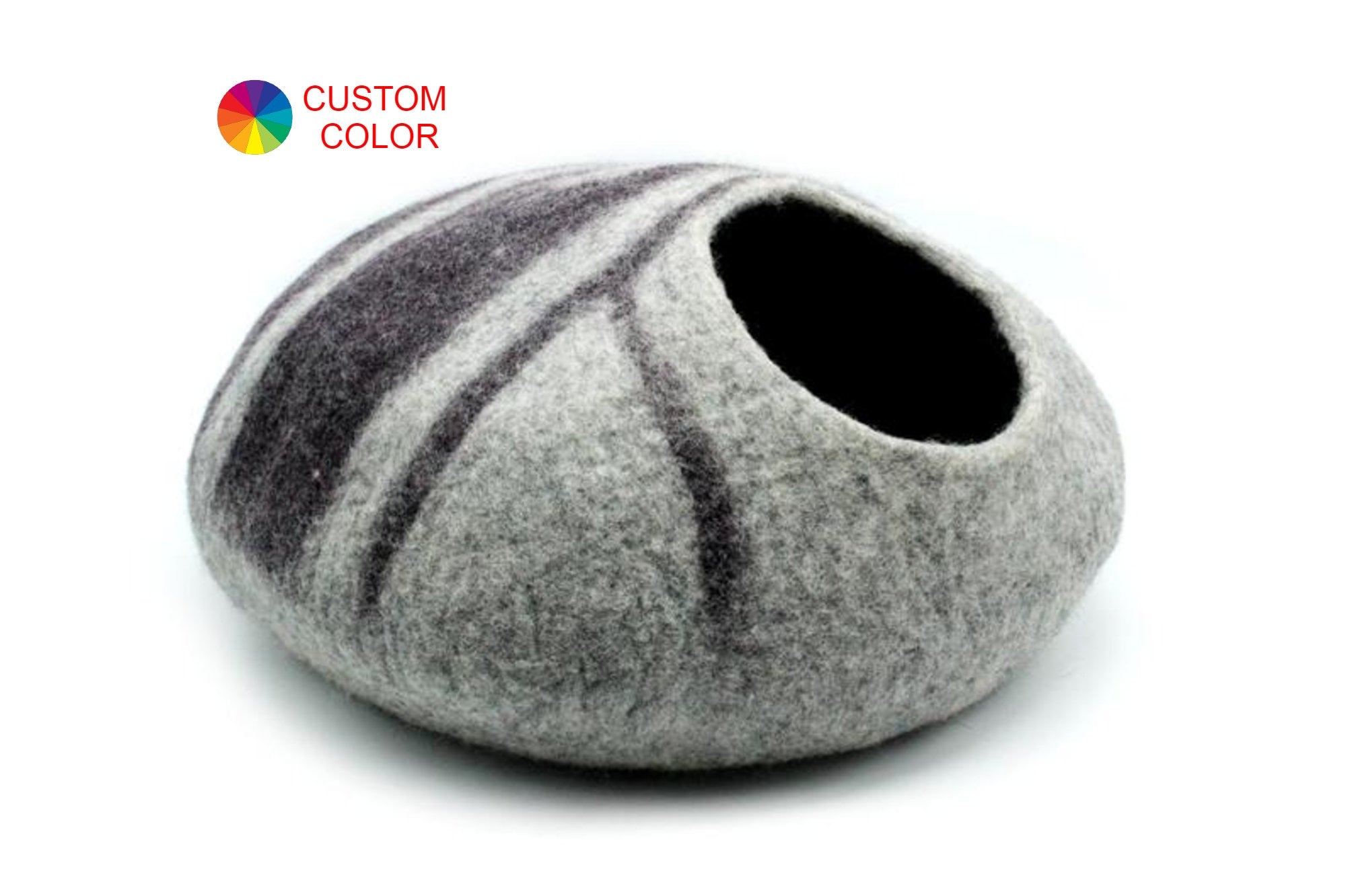 Grey Stone Wool Cat Bed- 100% Premium Wool Cat House - Ideal Gift for Pet Lovers