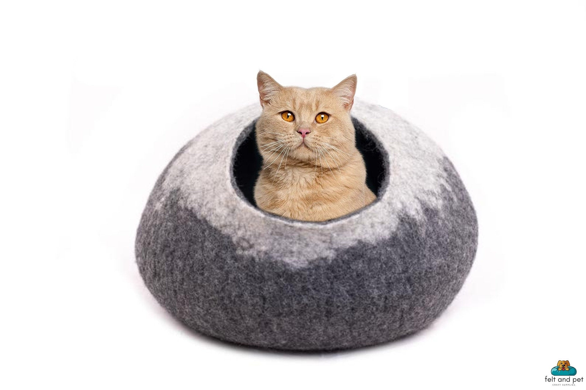 Felt Cat Cave - Handmade Felted Wool Cat Bed - Eco-Friendly Pet  Furniture