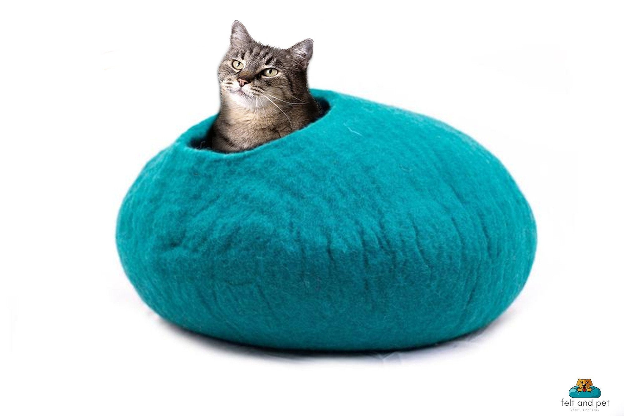 Felt Cat Cave - Round Cat Nap Cocoon Gifts For Pets -From Nepal - Felt Pet Bed