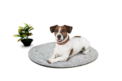 Handmade Gray Wool Pet Mat | Felt Dog Bed, Cat Lounger