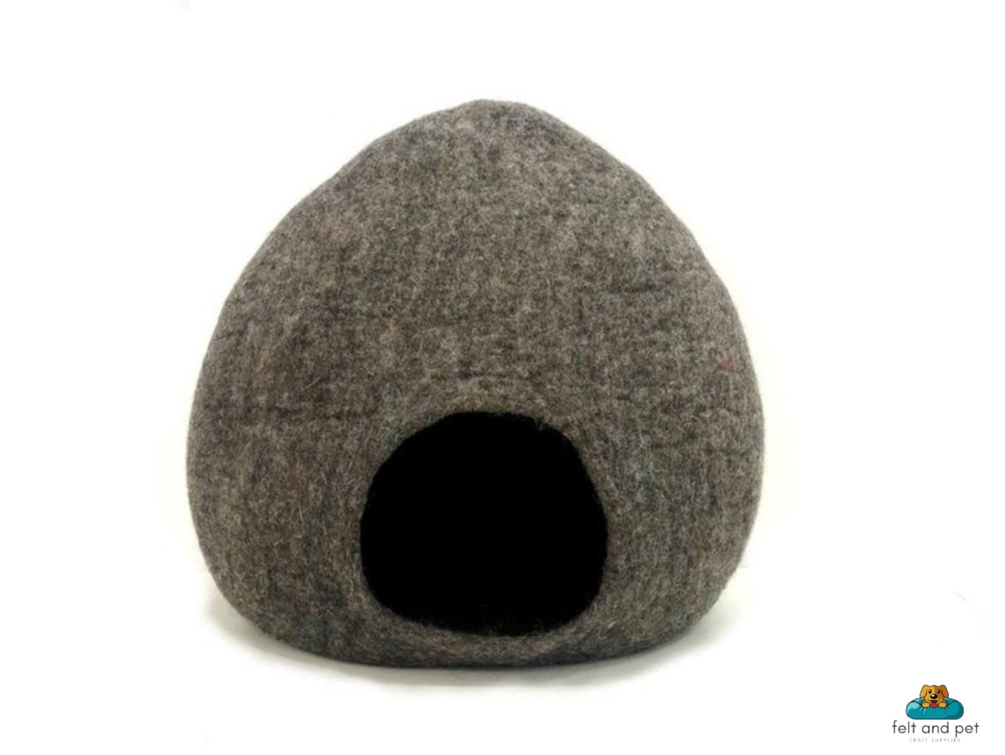 Handmade Felt Cat Cave – Modern Pet Bed, Kitty Nap Cocoon