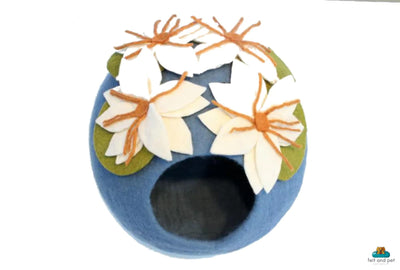 Felted Wool Cat Cave Bed – Lily Pond Pet House, Eco-Friendly