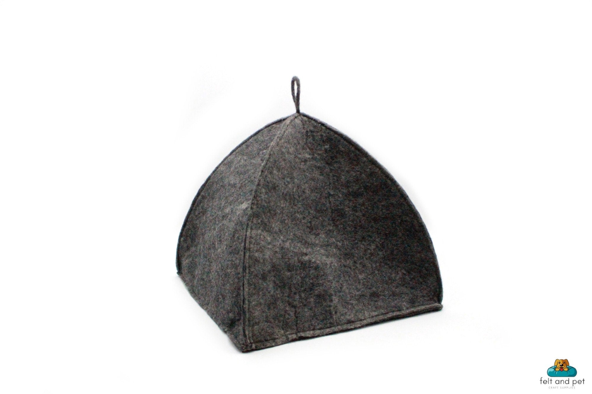 Dark Grey Tent Felt Cat Cave - Felted Pet Bed for Your Cat - Handmade in Nepal - Modern Pet Furniture
