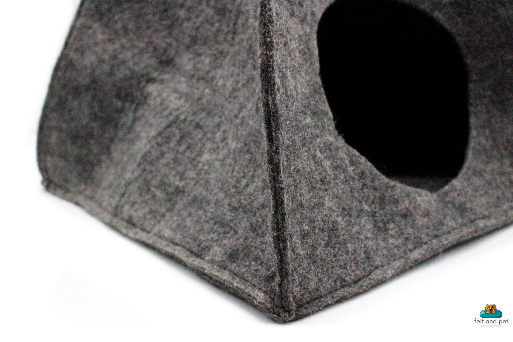 Dark Grey Tent Felt Cat Cave - Felted Pet Bed for Your Cat - Handmade in Nepal - Modern Pet Furniture