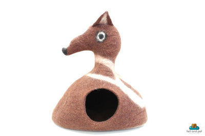 Kangaroo Woolen Cat Cave – Hand-felted Pet Bed, New Zealand Lamb Wool