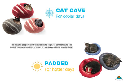 Blue Felted Wool Cat House – Handmade Cozy Pet Bed