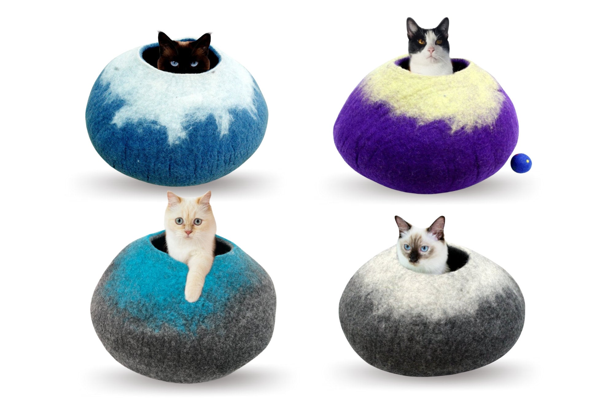 Felted Wool Ombre Cat Caves - Pet Bed - Cat Nap Cocoon - Gift For Your Pet -  Choose Your Own