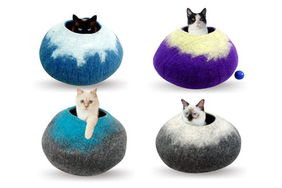 Felted Wool Ombre Cat Caves - Pet Bed - Cat Nap Cocoon - Gift For Your Pet -  Choose Your Own