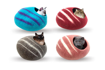 Organic Wool Felt Cat Caves - Felt Pet Bed - Wool Bed For Pets - No Harmful Chemicals - Handmade Cat Cave - Choose Your Own - Gifts