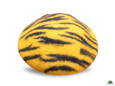 Handmade Wool Felt Cat Cave – Tiger Stripe Kitty Hideaway