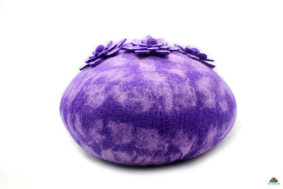 Pet Furniture - Floral Cat Nap Cocoon  - Gift For Pet - 100% Pure Wool Cozy Cat Bed