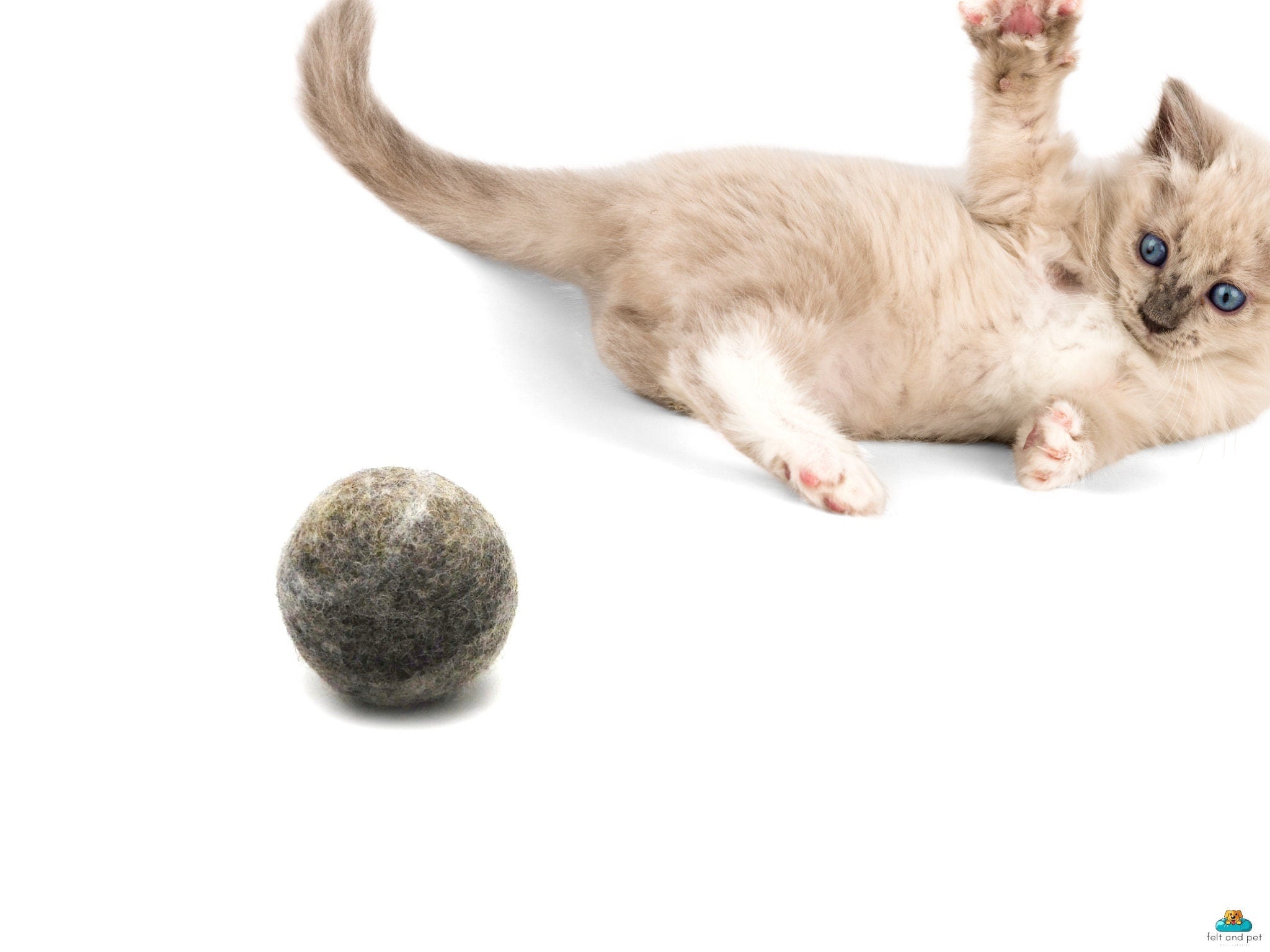 Natural Wool Felt Cat Toy-Non toxic Toy For Cats, Kids- Montessori Pom Pom Toys for Kids & Pets - Eco-Friendly Wool Pet Toys - 100% Handmade