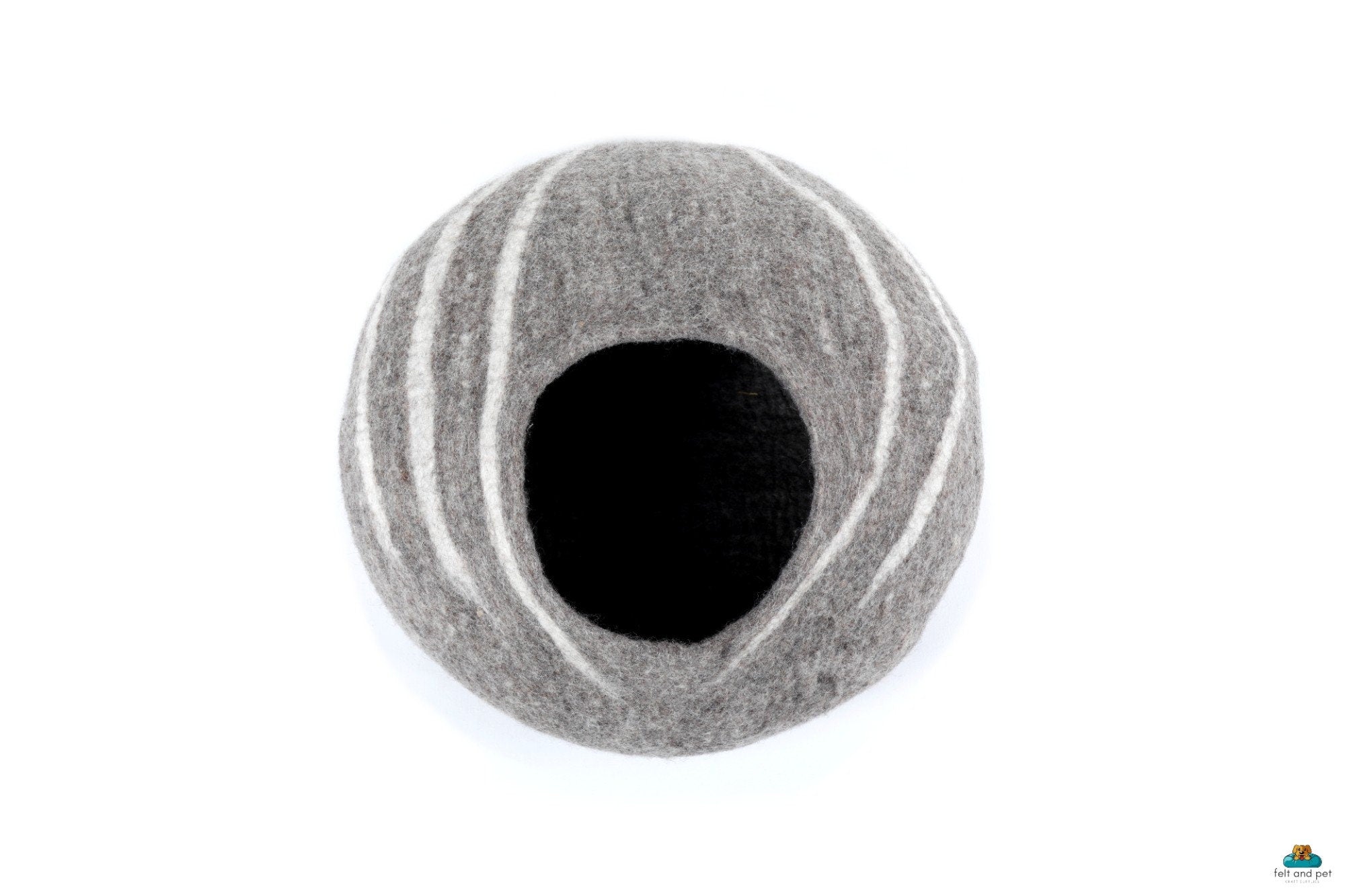 Felt Cat Cave – Striped Wool Cat Bed, Pet House