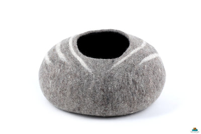 Felt Cat Cave – Striped Wool Cat Bed, Pet House