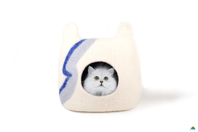 Handmade Wool Felt Cat Cave – Thunder Design, Cozy Kitty Bed