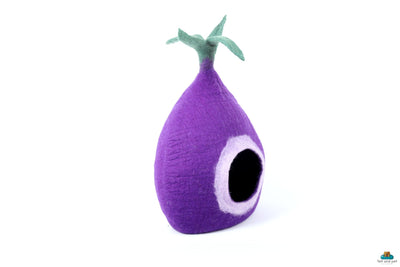 Purple Plum Radish Cat Cave - Handmade Felted Kitten House - Pet Bed - Kitty Bed - Wool Pet Cave - Modern Cat Furniture