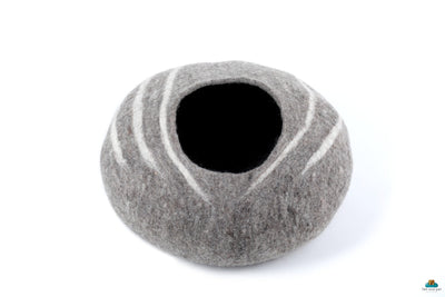 Felt Cat Cave – Striped Wool Cat Bed, Pet House