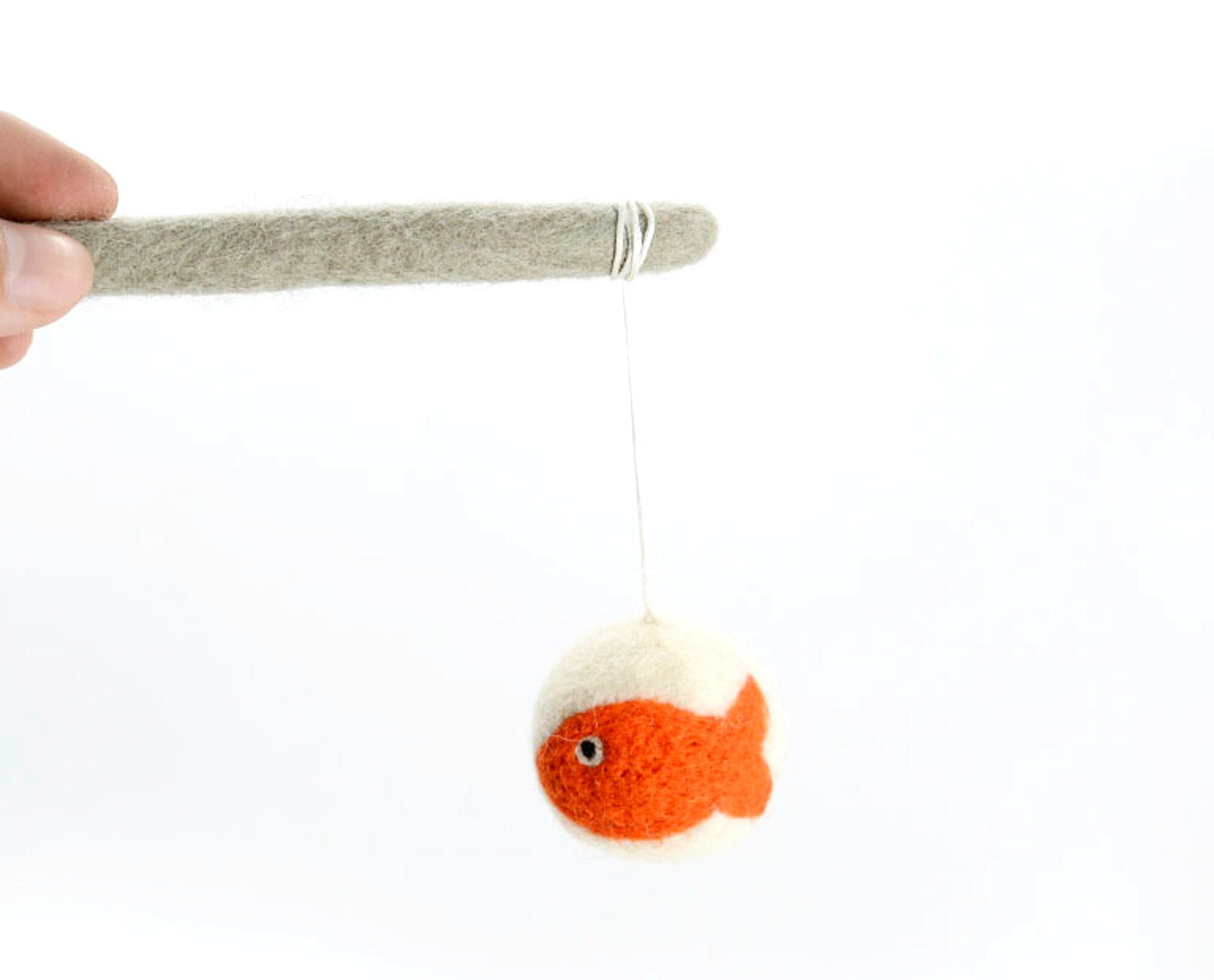 Set Of 2 - Cat Wand Toy - Premium Wool Fish Toys - Interactive Wand Teaser - Feline Pet Teaser - Gift For Cats