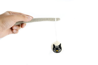 Set di 2 - Bacchetta giocattolo in feltro per gatti - Giocattolo interattivo per gatti - Pallina in feltro da appendere - Gioco interattivo in lana per animali domestici - Palline di lana