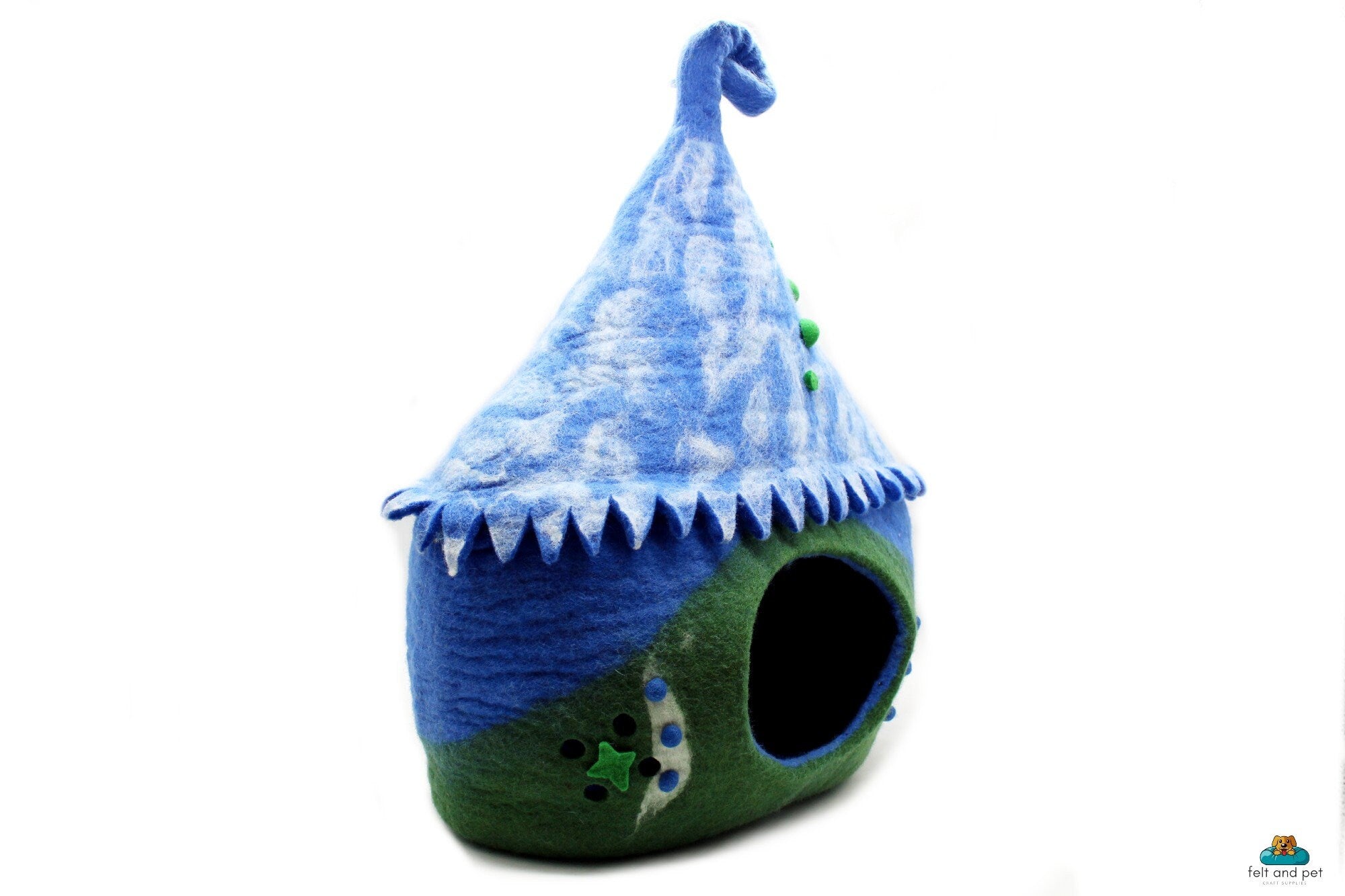Wool Felted Cat House - Unique Design Tie-Dye Pet Bed - 100% Natural Wool - Fur Haven