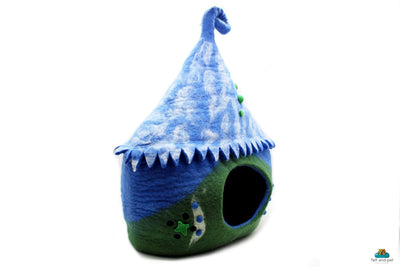 Wool Felted Cat House - Unique Design Tie-Dye Pet Bed - 100% Natural Wool - Fur Haven