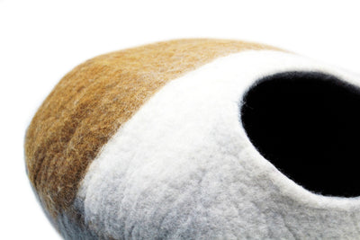 Tri-Colored Large Cat Cave, Wool Cat Bed, Premium Wool Eco- Friendly Pet Bed, Modern Pet Furniture