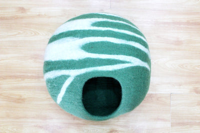Cuccia per gatti in lana verde - Grotta per gatti di grandi dimensioni, Letto per gatti - Letto per gattini in lana - Letto per cani di piccola taglia - Fatto a mano e completamente naturale