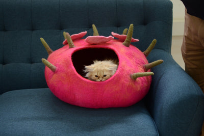 Felt Cat Cave - Handmade Wool Felt Cat Bed For your Feline Friend - Wool Pet House - Indoor Animal Cave