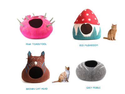 Felt Cat Cave - Handmade Wool Felt Cat Bed For your Feline Friend - Wool Pet House - Indoor Animal Cave