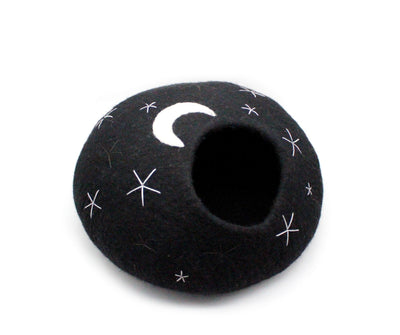 Star & Moon Designed Felt Cat Cave-  Wool Cat Bed Made Using 100% Pure Wool- Modern Pet Furniture- Color Customizable