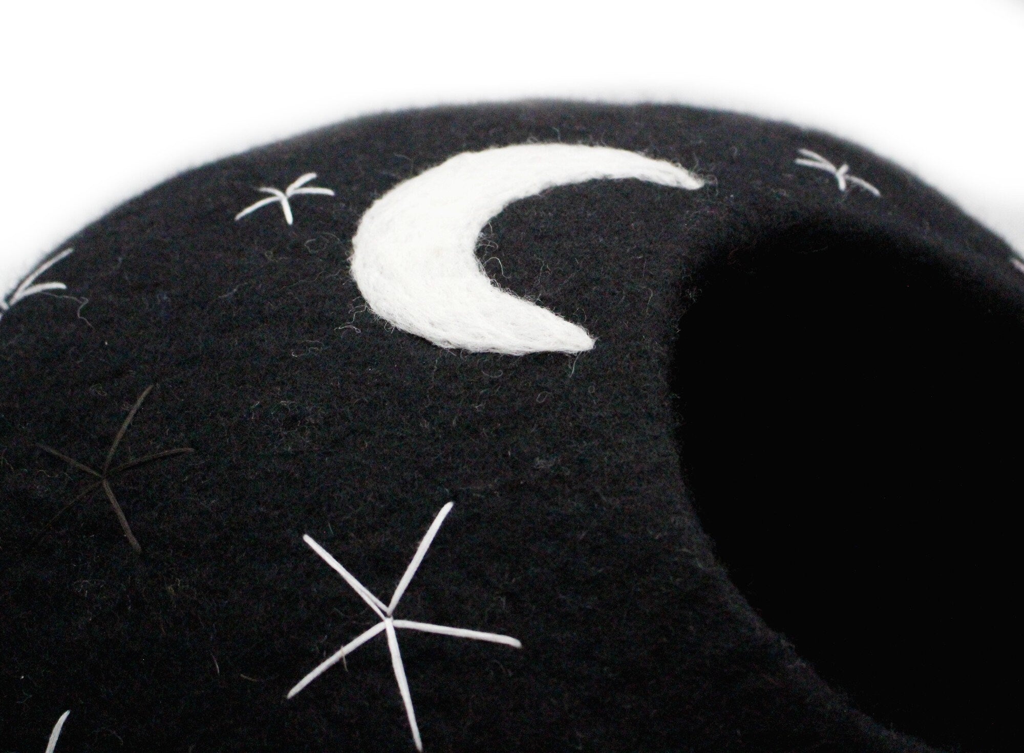 Star & Moon Designed Felt Cat Cave-  Wool Cat Bed Made Using 100% Pure Wool- Modern Pet Furniture- Color Customizable
