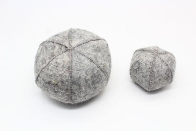 Set Of 2 - Wool Felt Ball Toy - Squeaky Felt Ball - Interactive Cat Play Ornament - Wool Applique - Soft Play Toy
