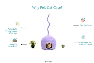 Felt Cat Cave – Purple Wool Pet Bed, Handmade in Nepal