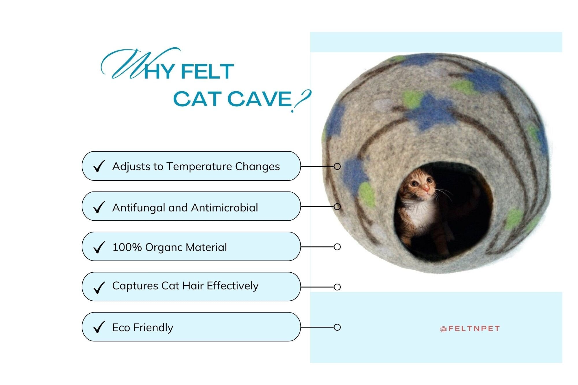 Felt Cat Cave - Pet Furniture - Cozy Wool Kitty Bed - Cat Nap Cocoon -  Kitty Warmer - Wool Pet Cave