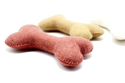 Set Of 3 - Wool Felted Bone - Felt Dog Teaser - Dog Play Toy - Embroidered  Bone - Felt Kick Toys For Dogs