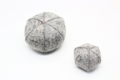 Set Of 2 - Wool Felt Ball Toy - Squeaky Felt Ball - Interactive Cat Play Ornament - Wool Applique - Soft Play Toy