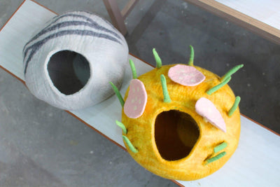 Wool felt cat Bed -  Wool Cat Cave - Soft and Durable Pet Bed, Vessel, - Pet-Friendly Cave