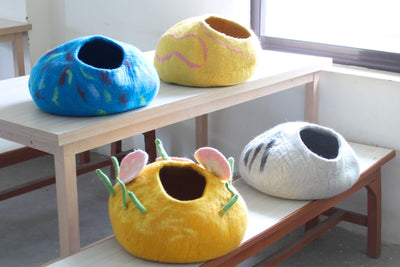 Wool felt cat Bed -  Wool Cat Cave - Soft and Durable Pet Bed, Vessel, - Pet-Friendly Cave