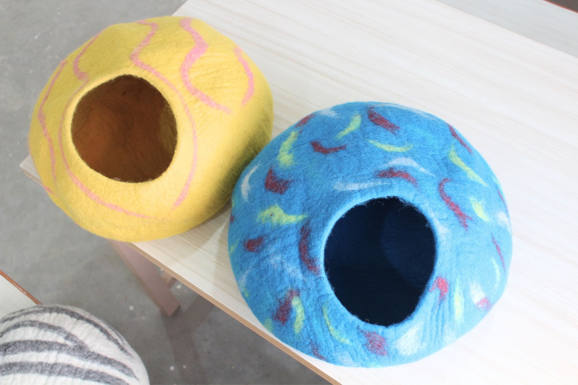 Wool felt cat Bed -  Wool Cat Cave - Soft and Durable Pet Bed, Vessel, - Pet-Friendly Cave