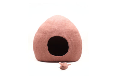 Rose Pink Cat Bed- Wool Cat House Made Using 100% Pure & Natural Wool- Premium Wool Pet Bed - Soft and Cozy Pet Bed