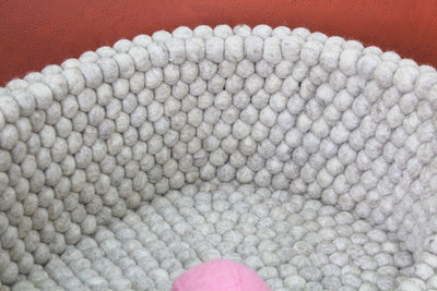 Cozy Gray Felt Oval Dog Basket - Modern Felt Pet House - Soft Pet Lounger - Handwoven Dog Basket