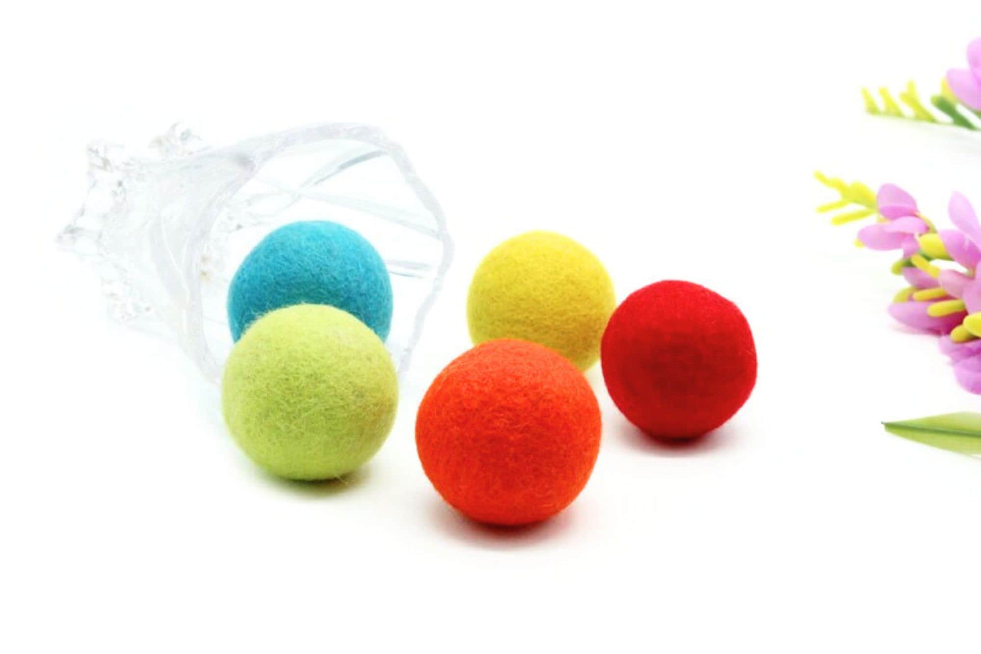 Set Of 10, 100% Natural Wool Cat Toy- Eco-friendly, Non Toxic Cat Toys - Wool Pet Product - Play Ornament