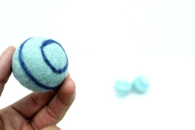 Handmade Wool Cat Toys, Needle Felted Swirl, Set of 10