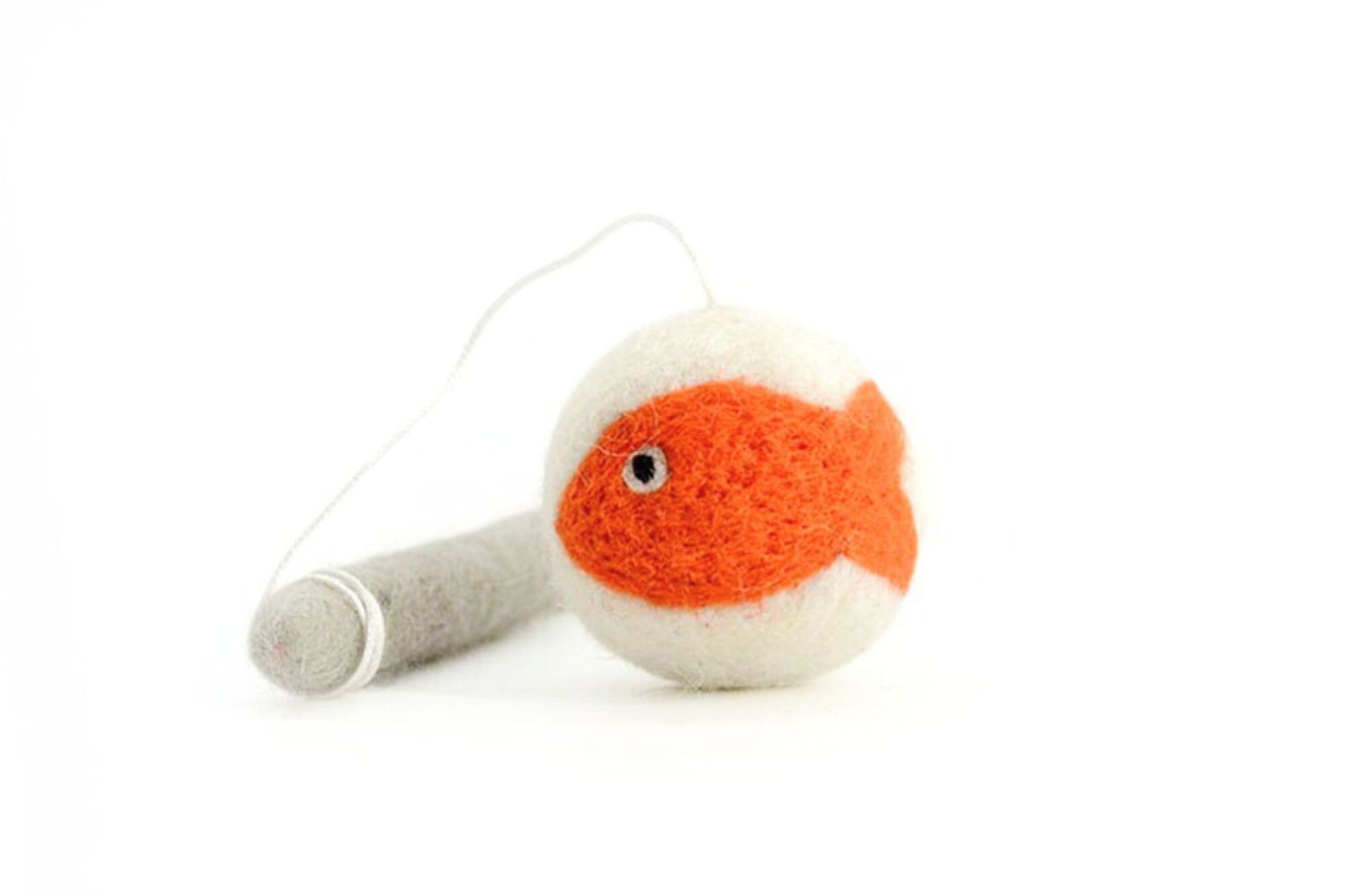 Set Of 2 - Cat Wand Toy - Premium Wool Fish Toys - Interactive Wand Teaser - Feline Pet Teaser - Gift For Cats