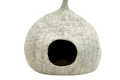 Cuccia per gatti in feltro grigio a coda lunga | Bozzolo di lana ecologico