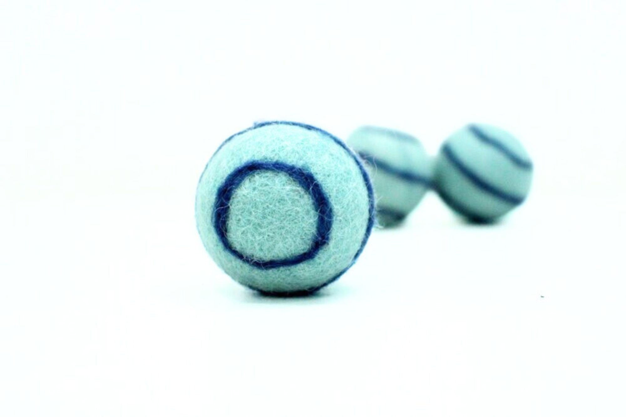 Handmade Wool Cat Toys, Needle Felted Swirl, Set of 10