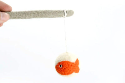 Set Of 2 - Cat Wand Toy - Premium Wool Fish Toys - Interactive Wand Teaser - Feline Pet Teaser - Gift For Cats