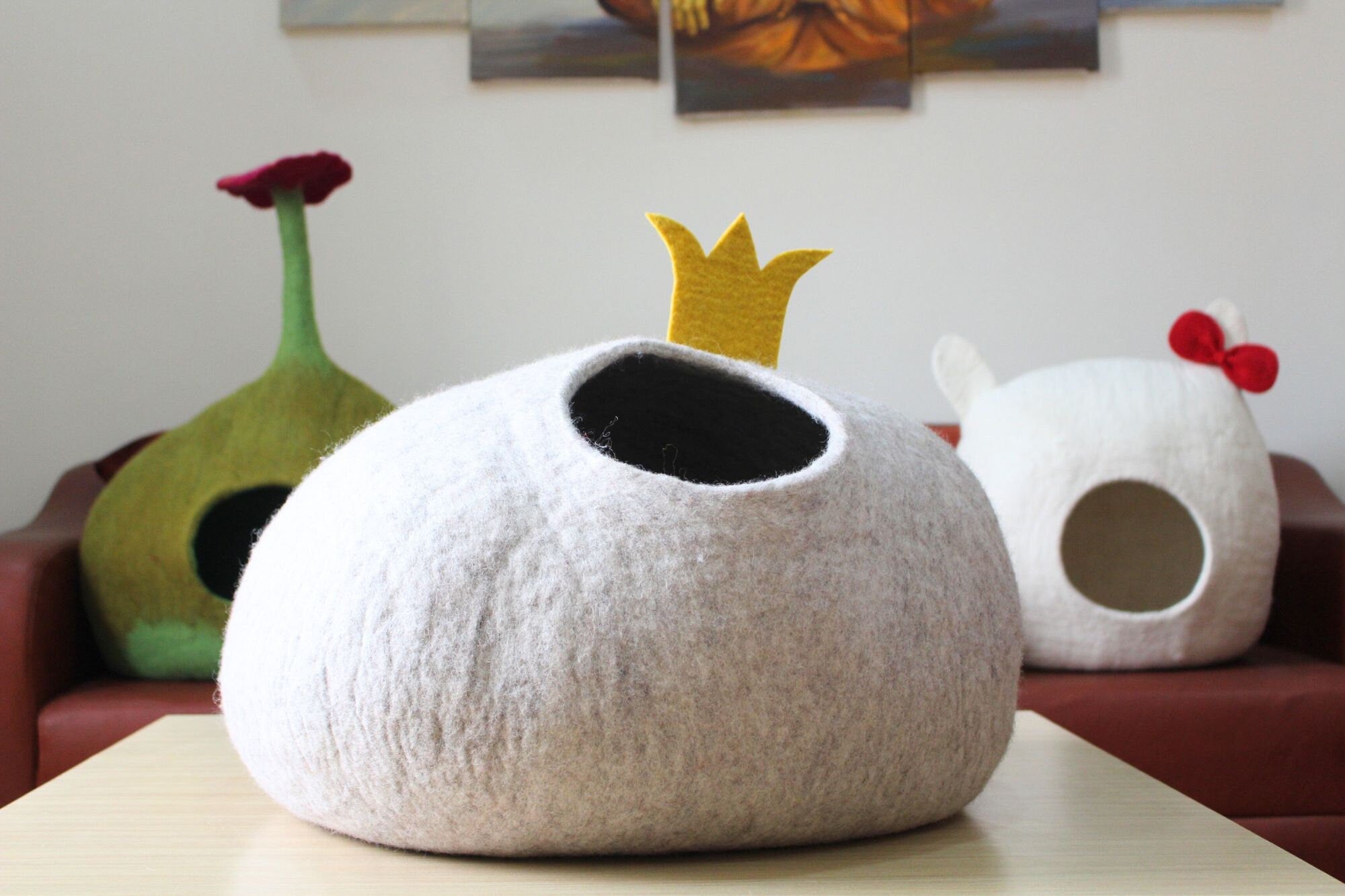 Best Whisker Wool Cat Cave Beds| Handmade Natural Wool Cat Bed for your Kitty| Cozy Hideaway for Cats| Safe, Comfortable